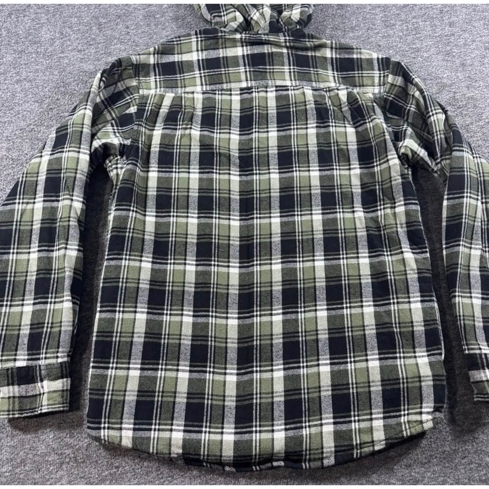 RedHead Brand Co Mens Green Black Plaid Hooded Flannel Shirt Jacket Size Small - Picture 7 of 7